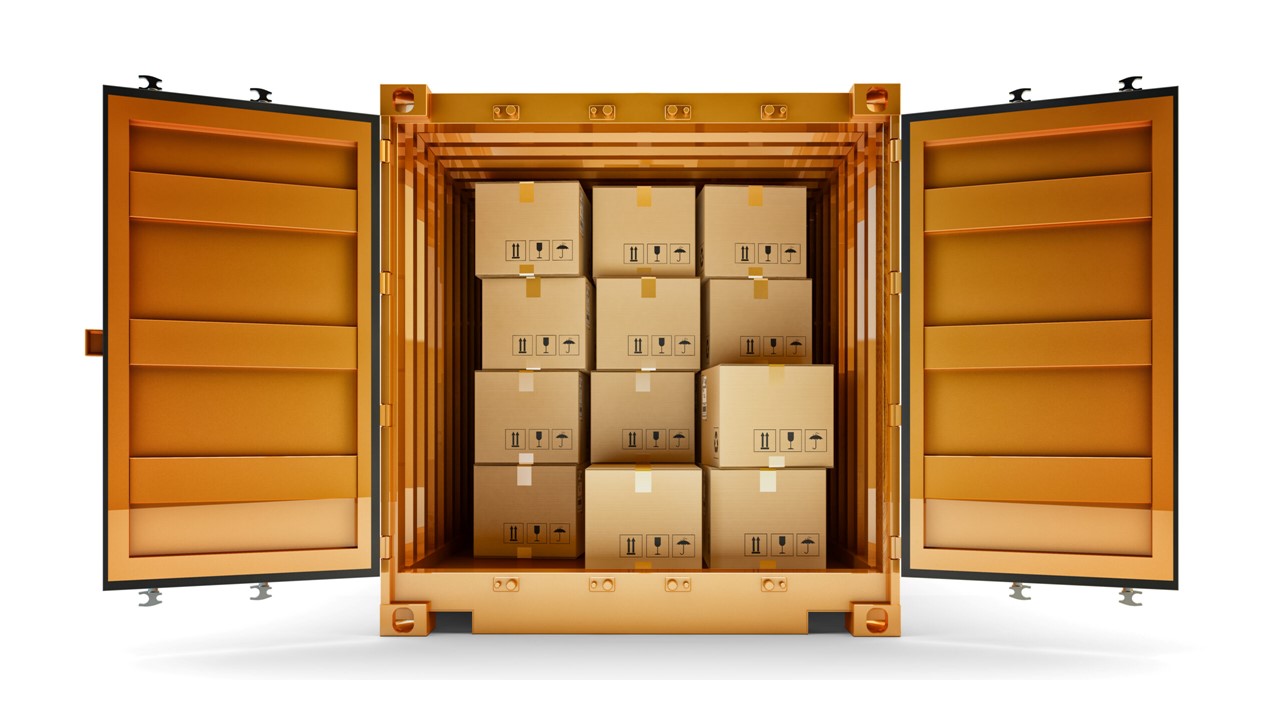 Container with open doors